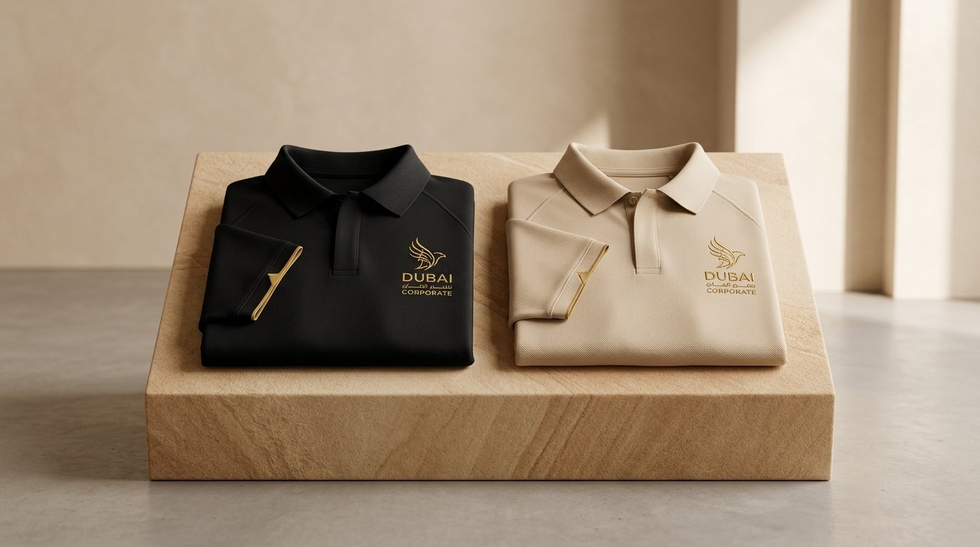 Luxury moisture-wicking golf polos and corporate export apparel for Dubai and UAE